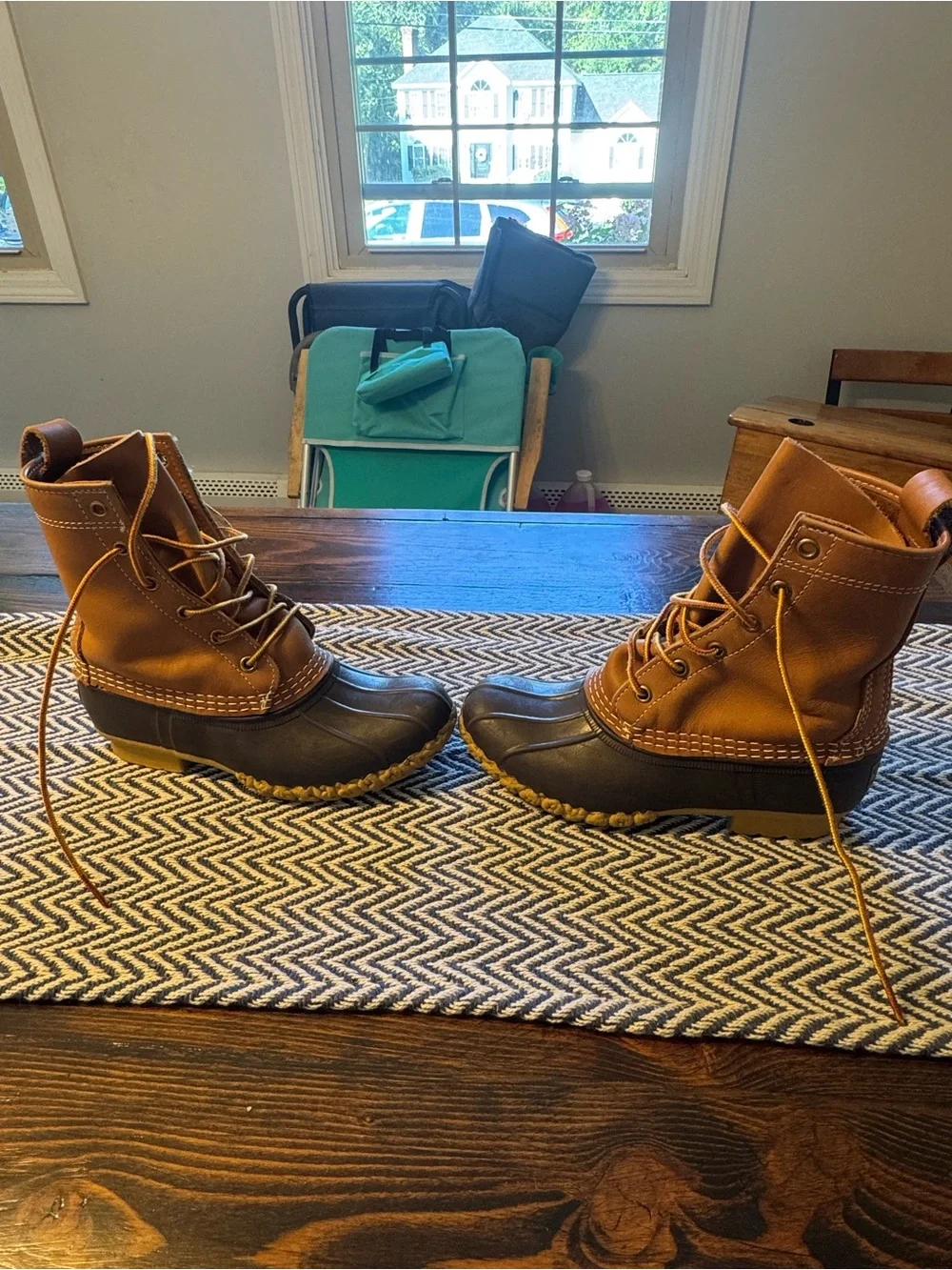 L.L. Bean Brown and Black Kids Lace-Up Waterproof Duck Boots